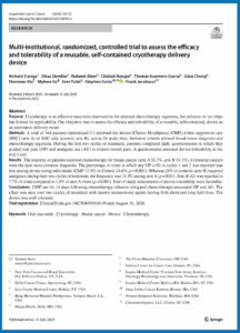 Cover of the journal Supportive Care in Cancer article titled: Multi‑institutional, randomized, controlled trial to assess the efficacy and tolerability of a reusable, self‑contained cryotherapy delivery device