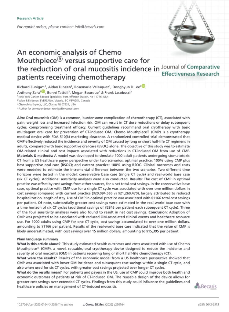 Chemo Mouthpiece Economic data in the Journal of Comparative Effectiveness Research